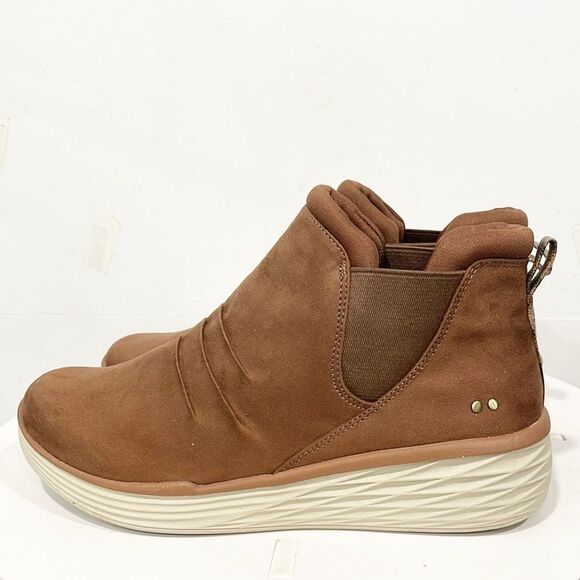 Ryka Women Water Repellent‎ Niah Wedge Ankle Boots Sz 9.5 M Brown Fabric Slip On - Picture 2 of 13